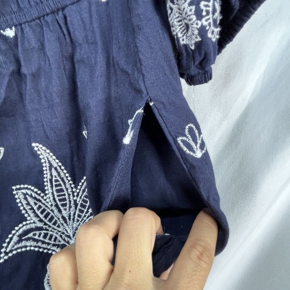 Farm Rio Anthropologie Linen Blend Pineapple Embroidered jumpsuit S - Picture 4 of 15